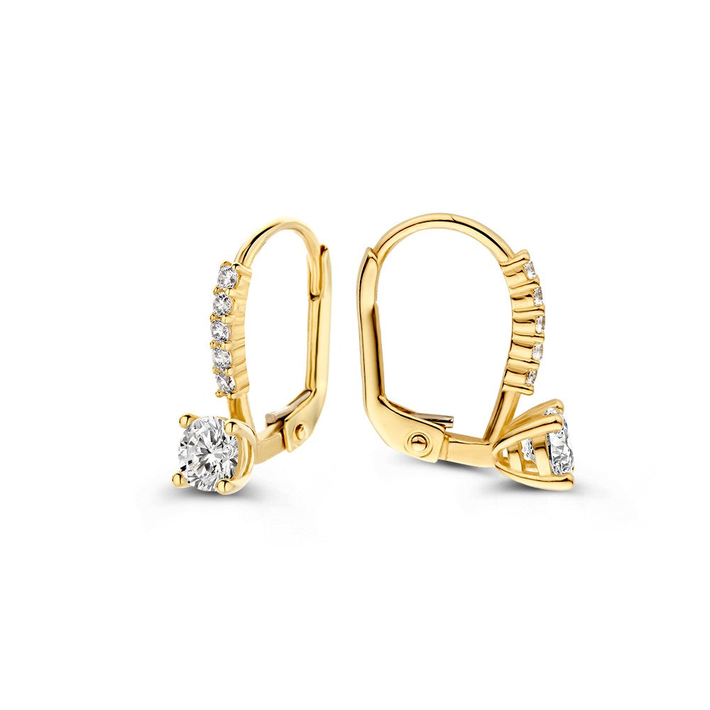 Puces d'oreilles en or jaune avec zircones - 14 carats