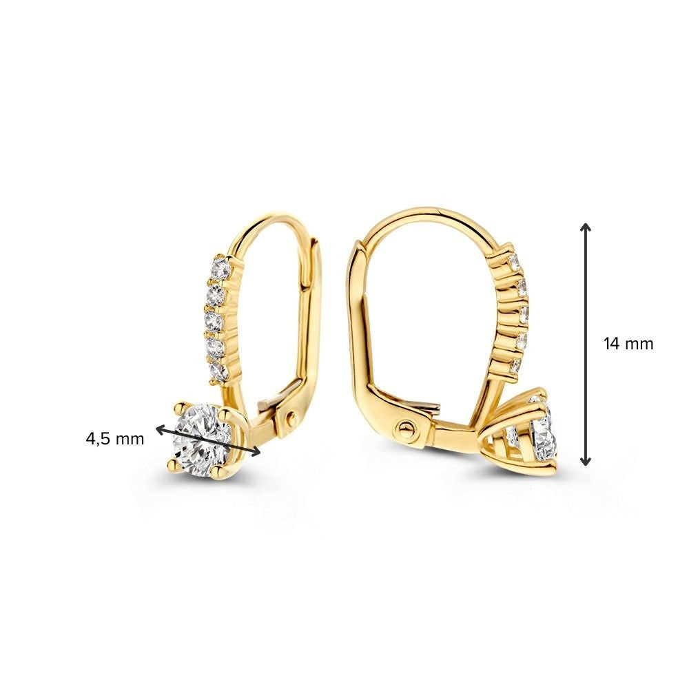 Puces d'oreilles en or jaune avec zircones - 14 carats