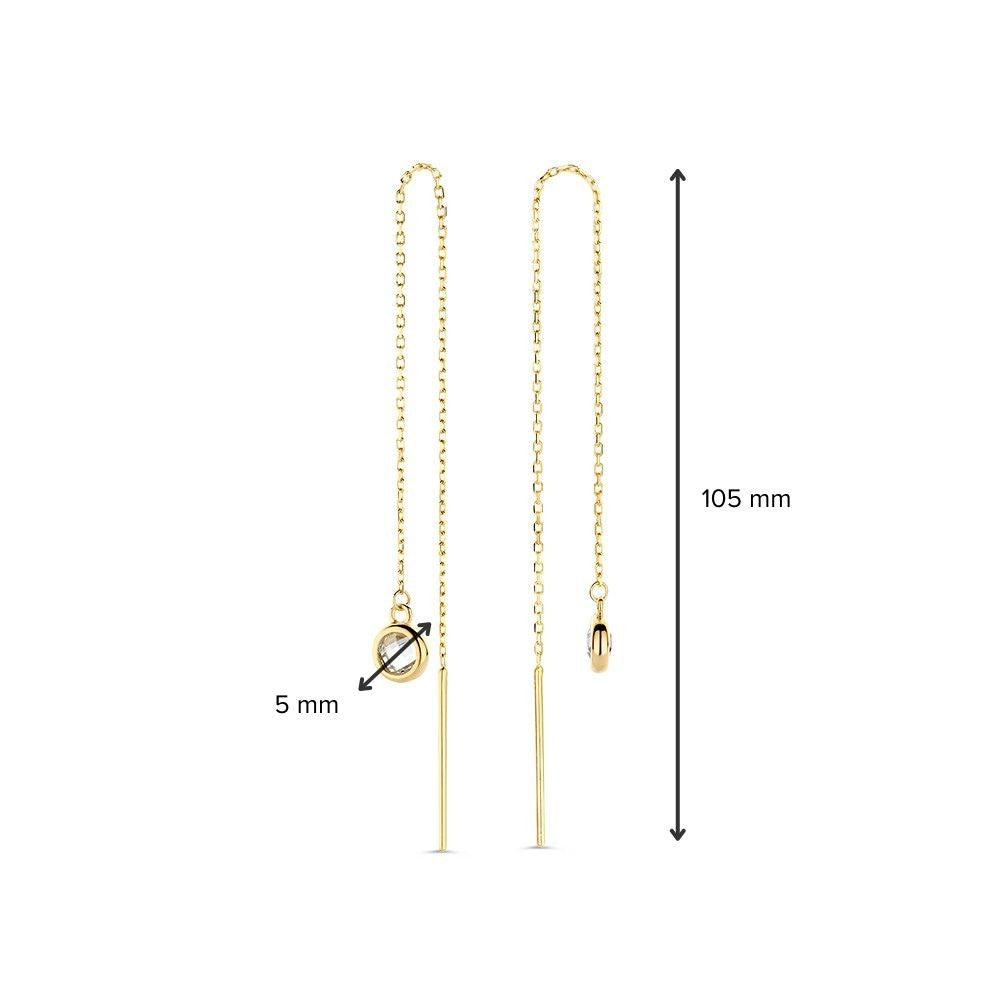 Boucles d'oreilles pendantes en or jaune avec zircone - 14 carats, élégance en mouvement