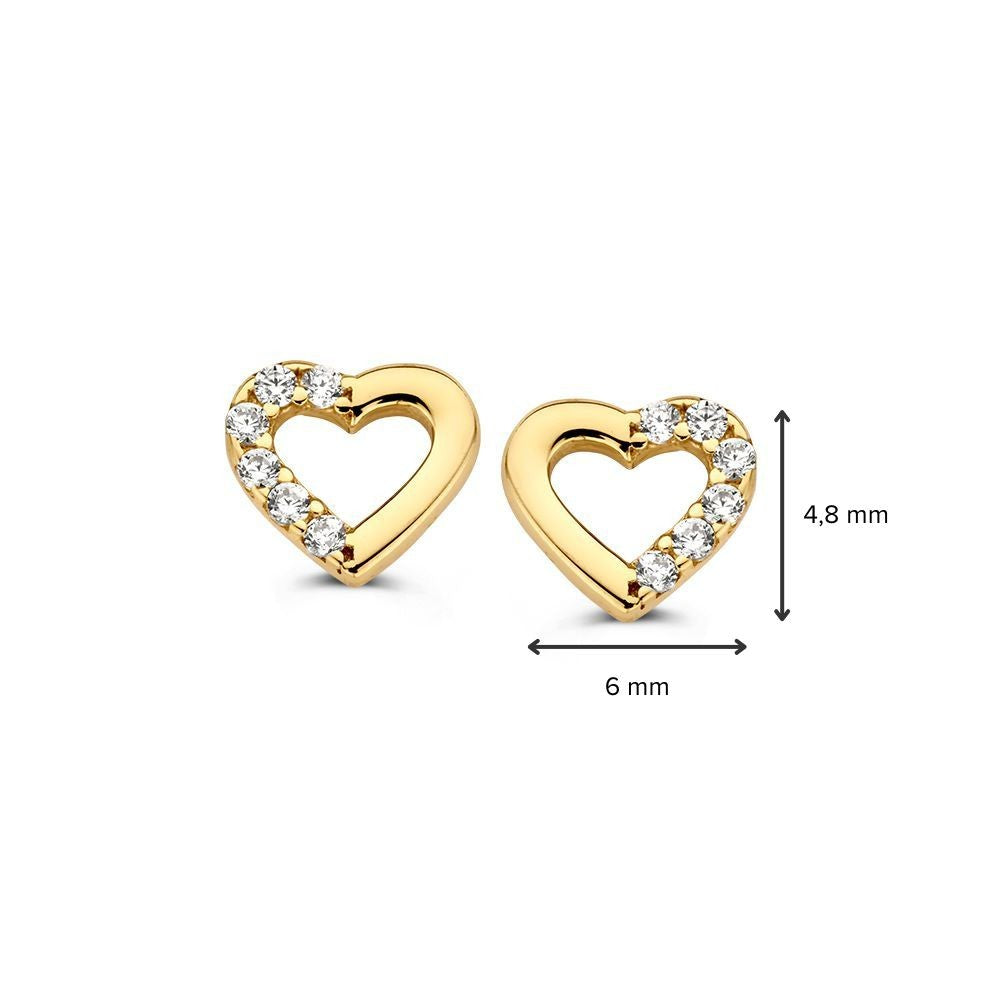 Puces d'oreilles en or jaune avec zircone | 14 carats or | Van der Kooij