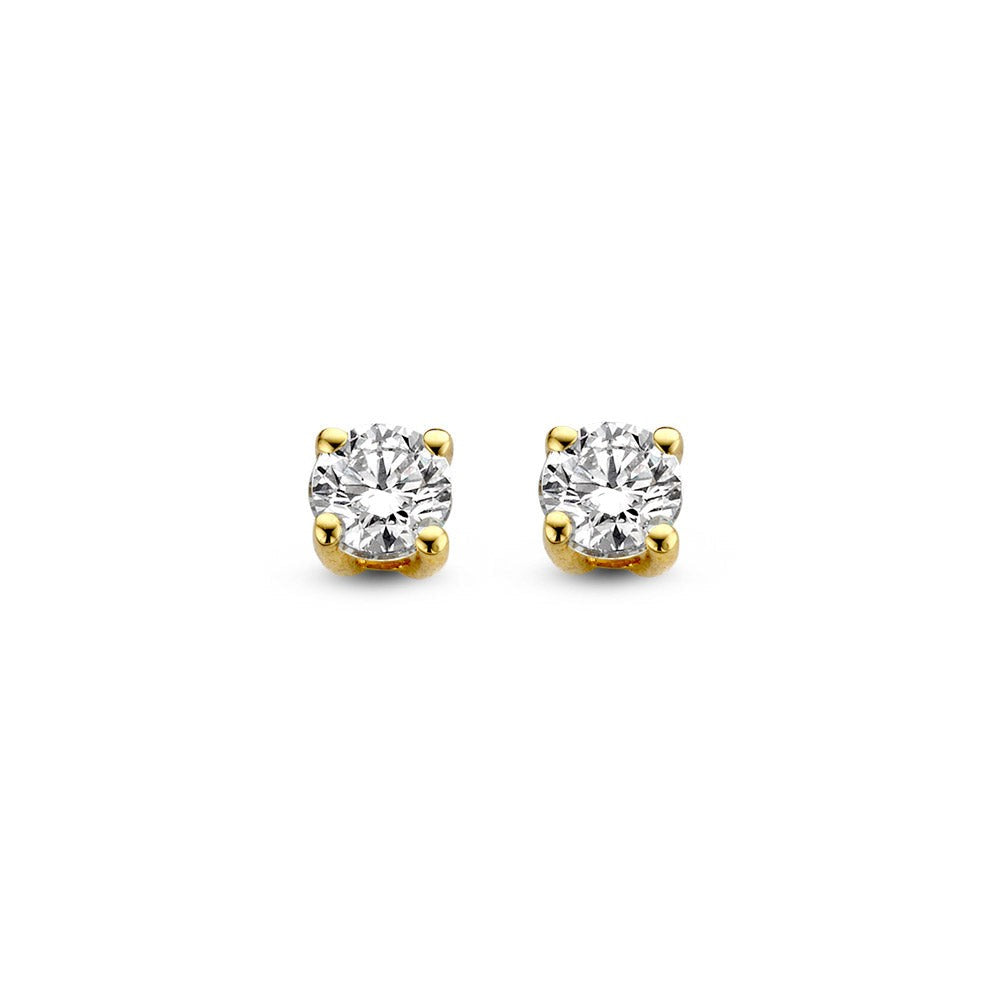 Boucles d'oreilles en or jaune avec des diamants de 0,20 carat.