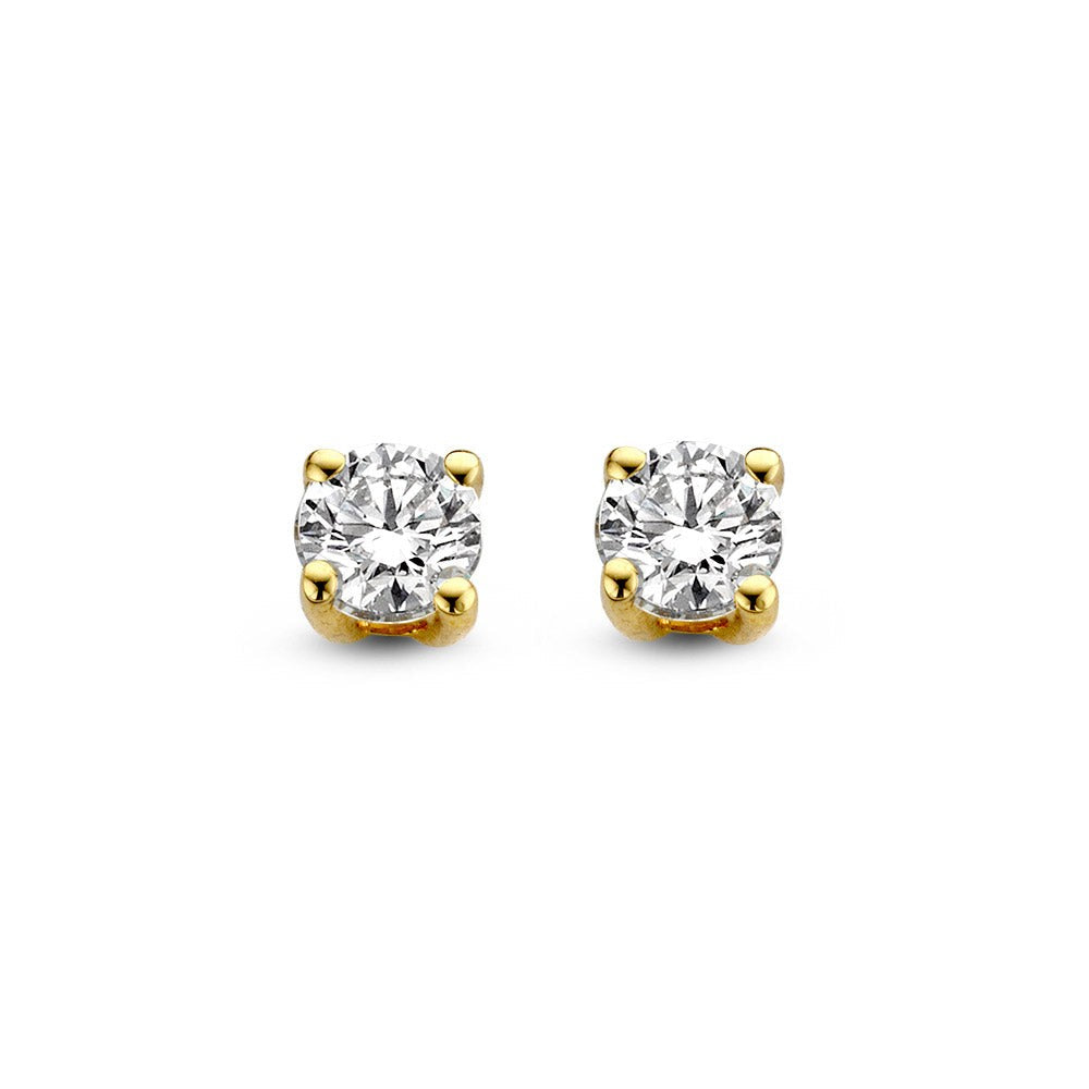Boucles d'oreilles en or jaune avec deux diamants ronds de 0,30 ct.