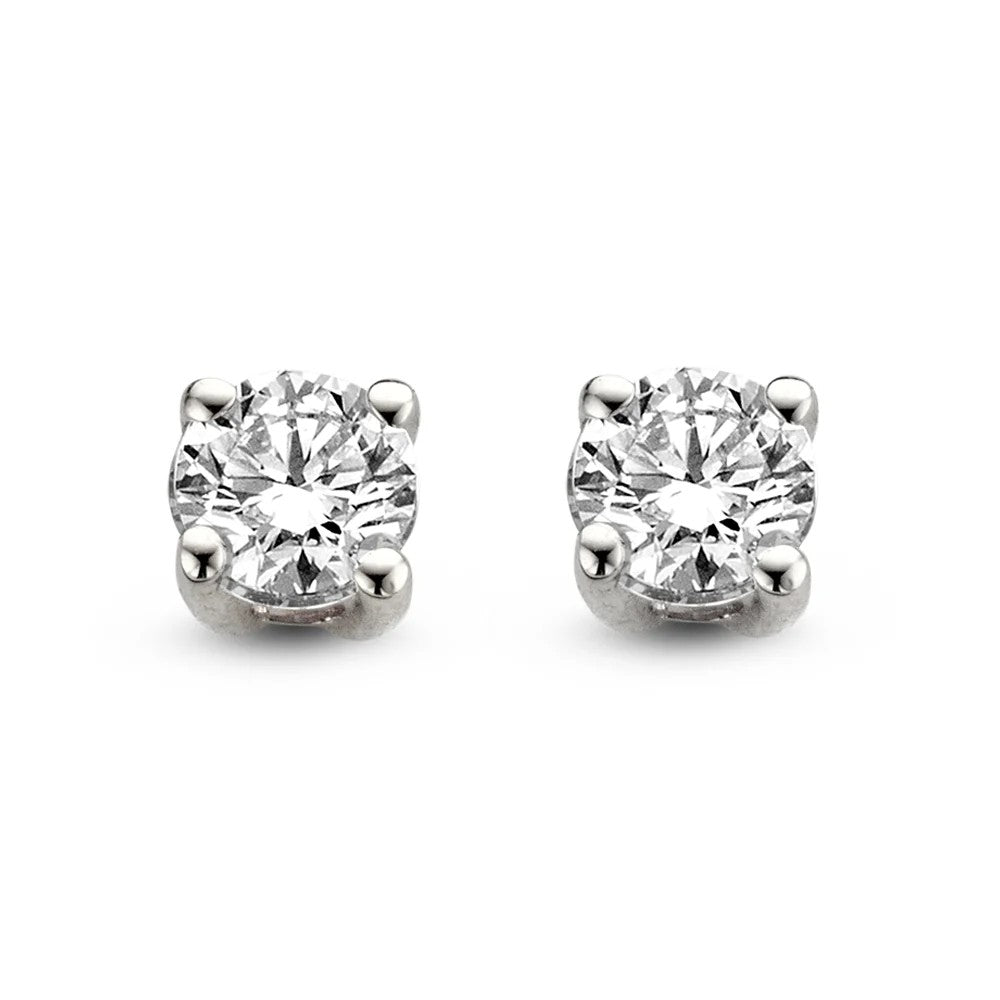 Boucles d'oreilles en or blanc avec des diamants ronds de 1,00 crt.