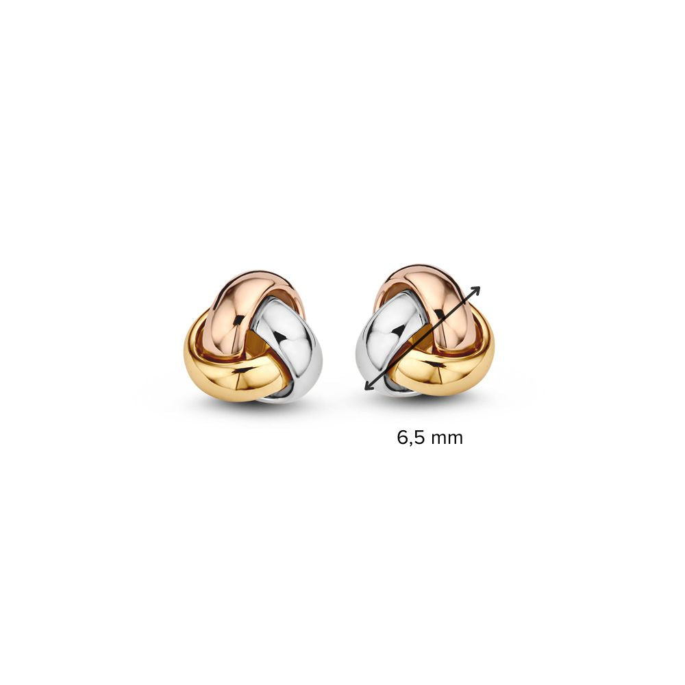 Boucles d'oreilles en or tricolore, modèle à nœud – 14 carats, luxe subtil