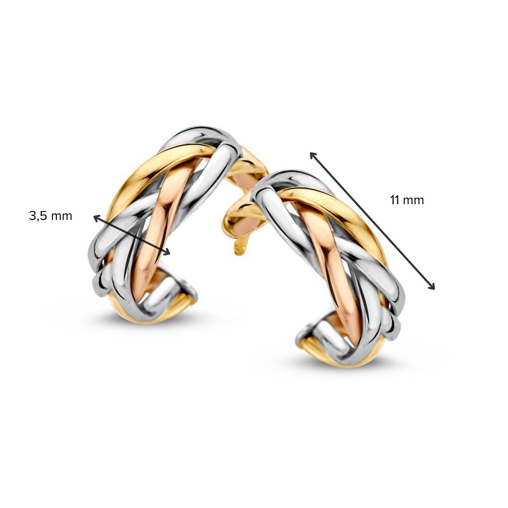 Boucles d'oreilles en or tricolore – 14 carats, élégance en trois couleurs