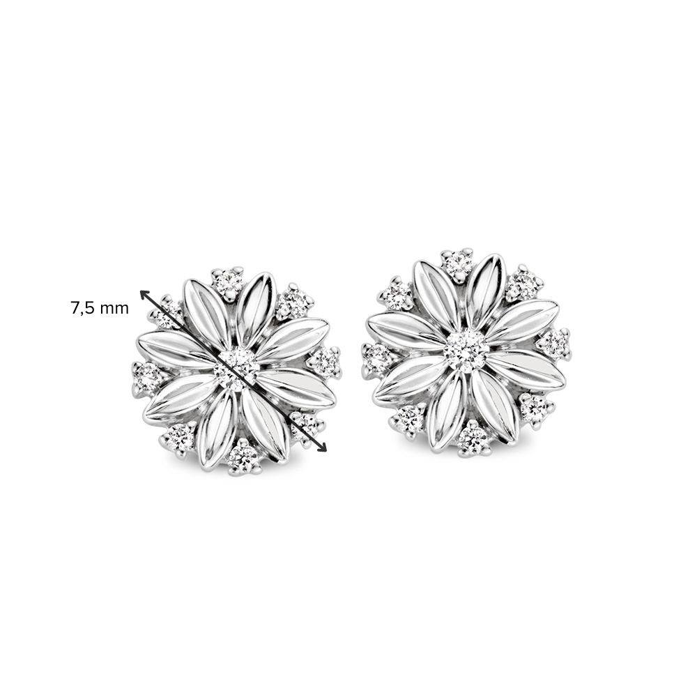 Puces d'oreilles en or blanc avec diamant – 14 carats, taille brillant, luxe subtil