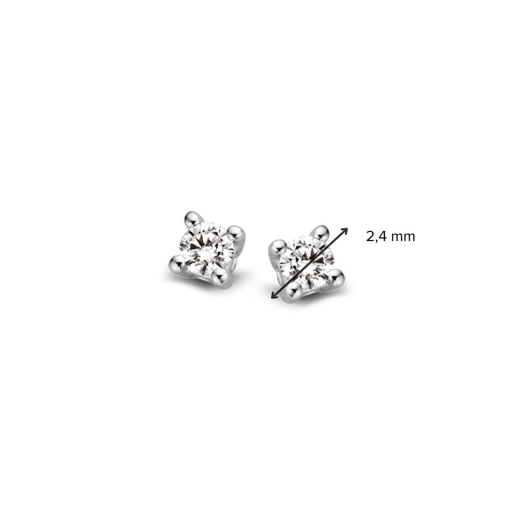 Puces d'oreilles en or blanc 14 carats avec 2x 0,05ct diamants brillants