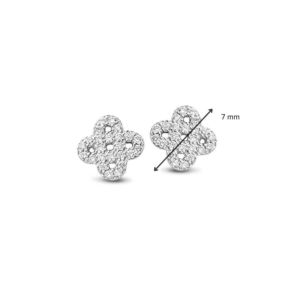 Witgouden Oorstekers met Diamant – 14 Karaat, 0.14 ct Briljant