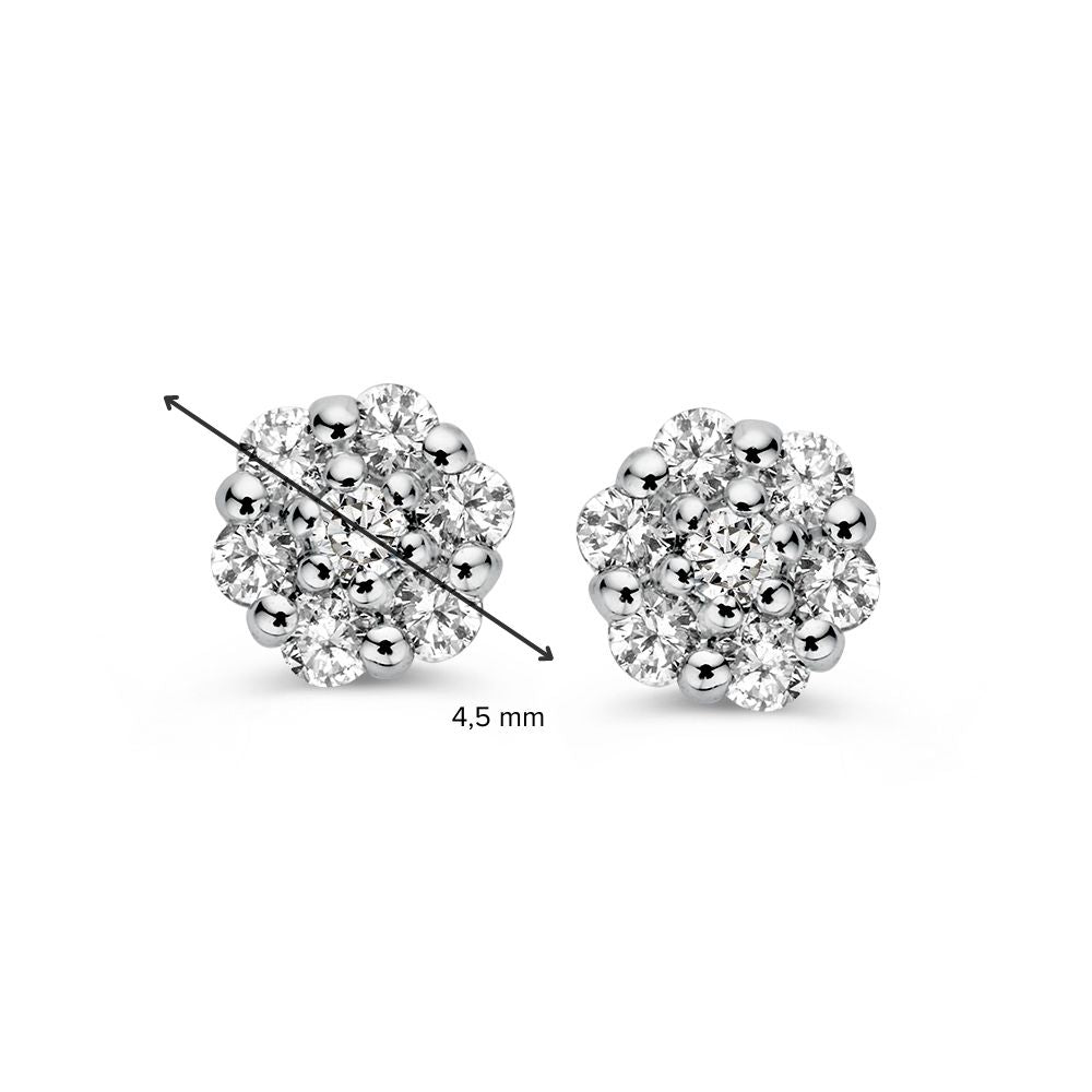 Boucles d'oreilles en or blanc avec diamants en sertissage entourage – 14 carats, 0.16 ct brillant