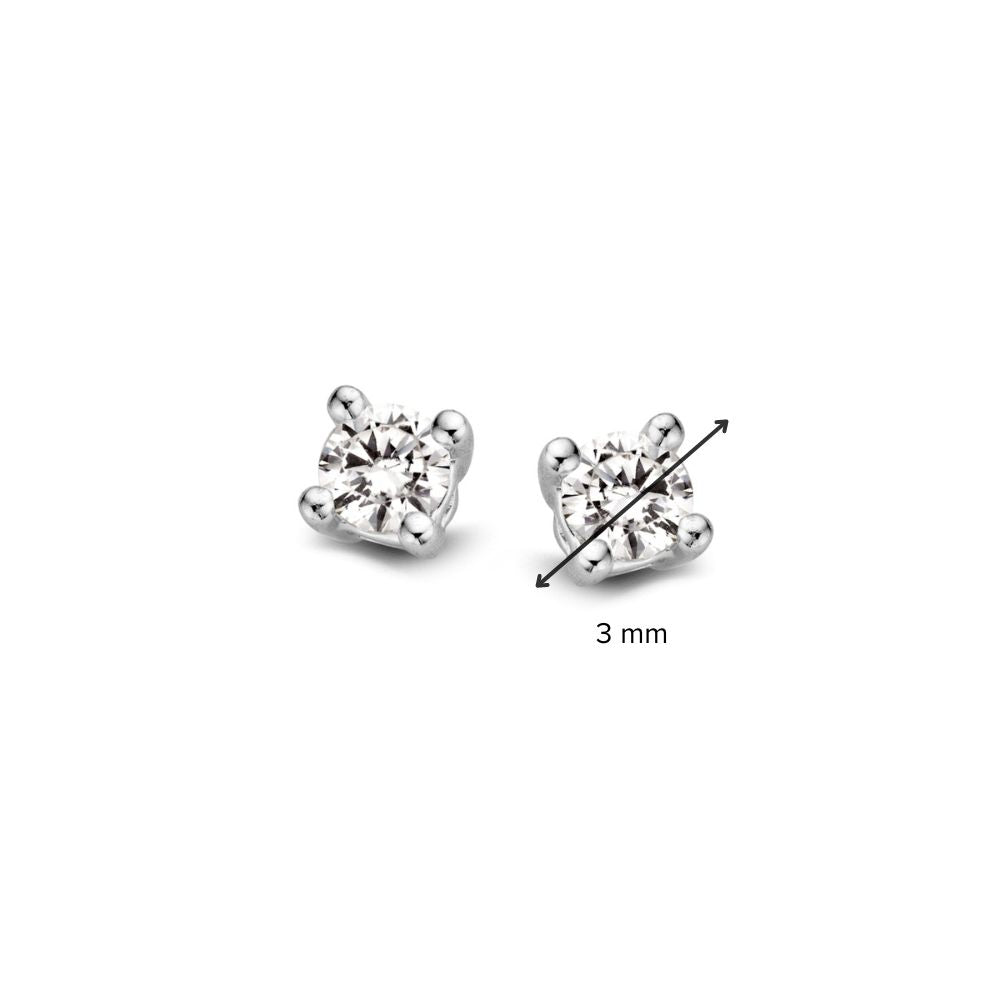 Puces d'oreilles en or blanc 14 carats avec 2x 0,10ct diamants brillants
