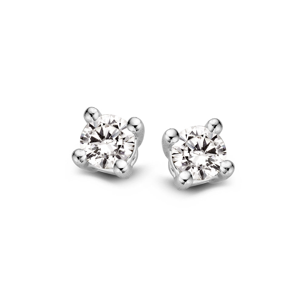Boucles d'oreilles en or blanc avec diamants, forme brillant, total de 0,40 carat.