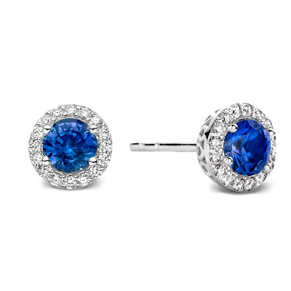 Bague en Or Blanc 18kt avec Saphir Bleu et Diamant – Van der Kooij Bijou de Luxe