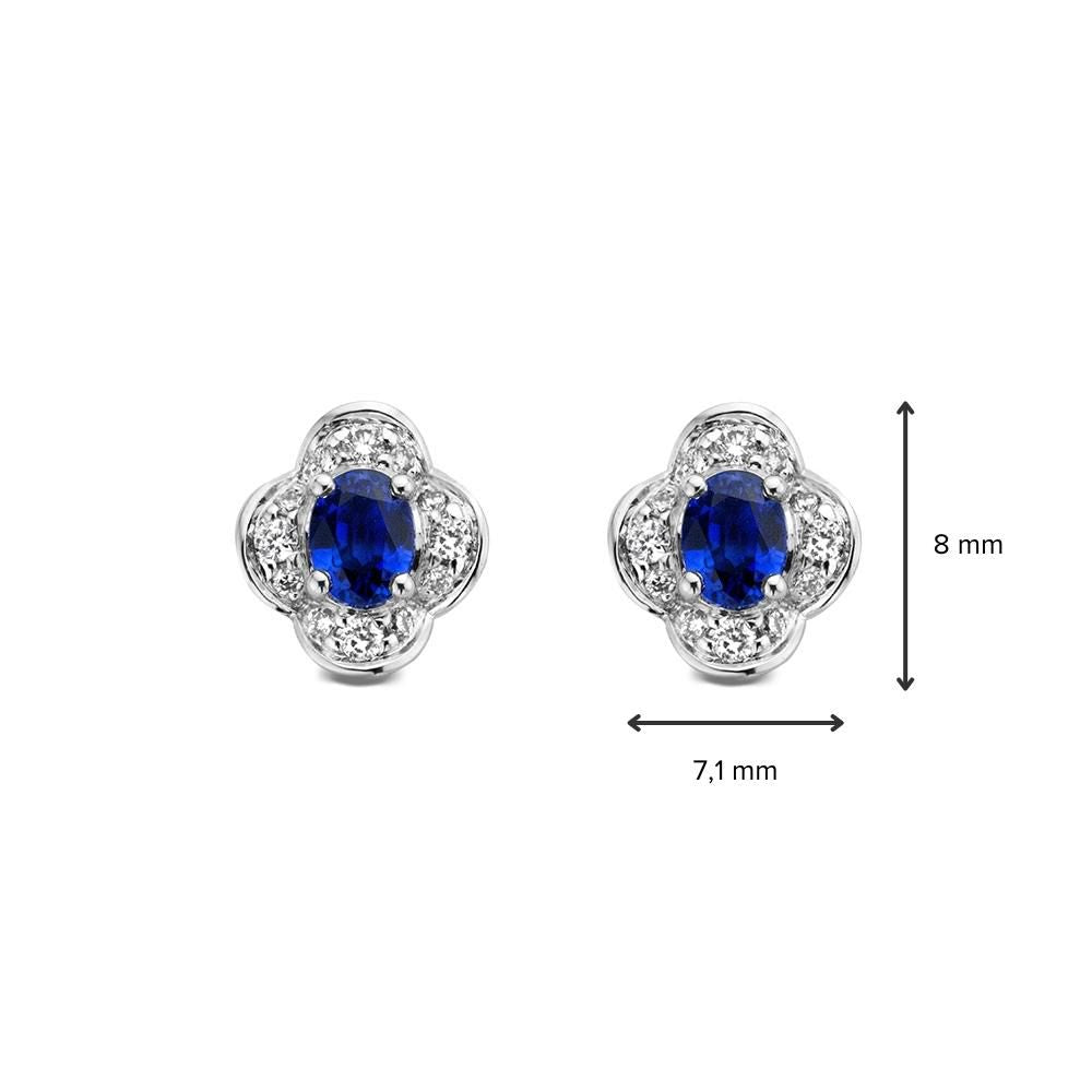 Boucles d'oreilles en or 14K pour femme de Van der Kooij, 0.70 crt de saphir, 0.12 crt de diamant