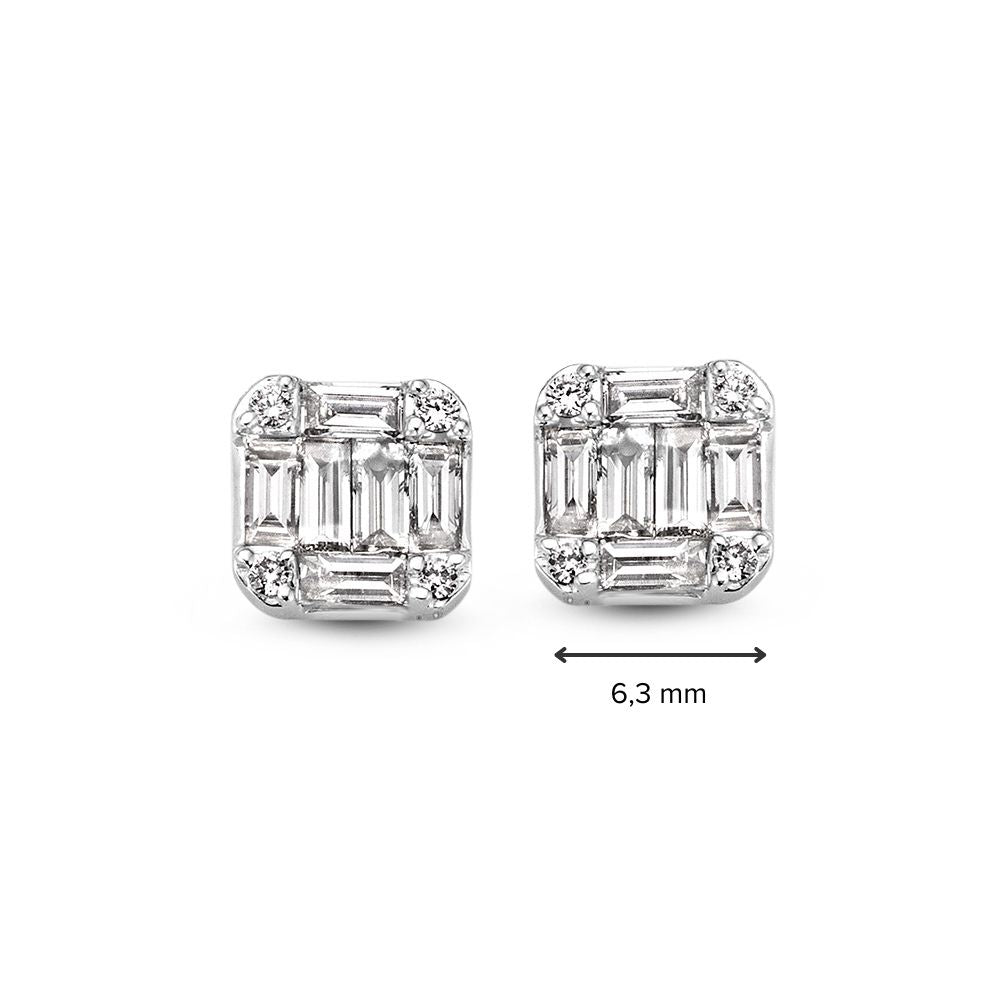Puces d'oreilles en or blanc avec diamants baguette – Boucles d'oreilles 14K pour femme, 0.68 crt diamant
