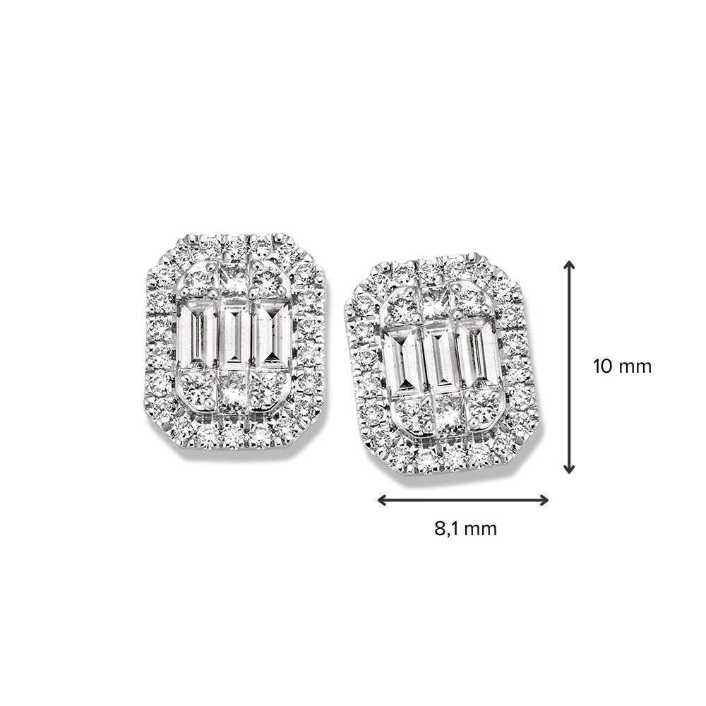 Puces d'oreilles en or blanc avec diamants baguette – boucles d'oreilles 14K pour femme, 0.80 crt diamant