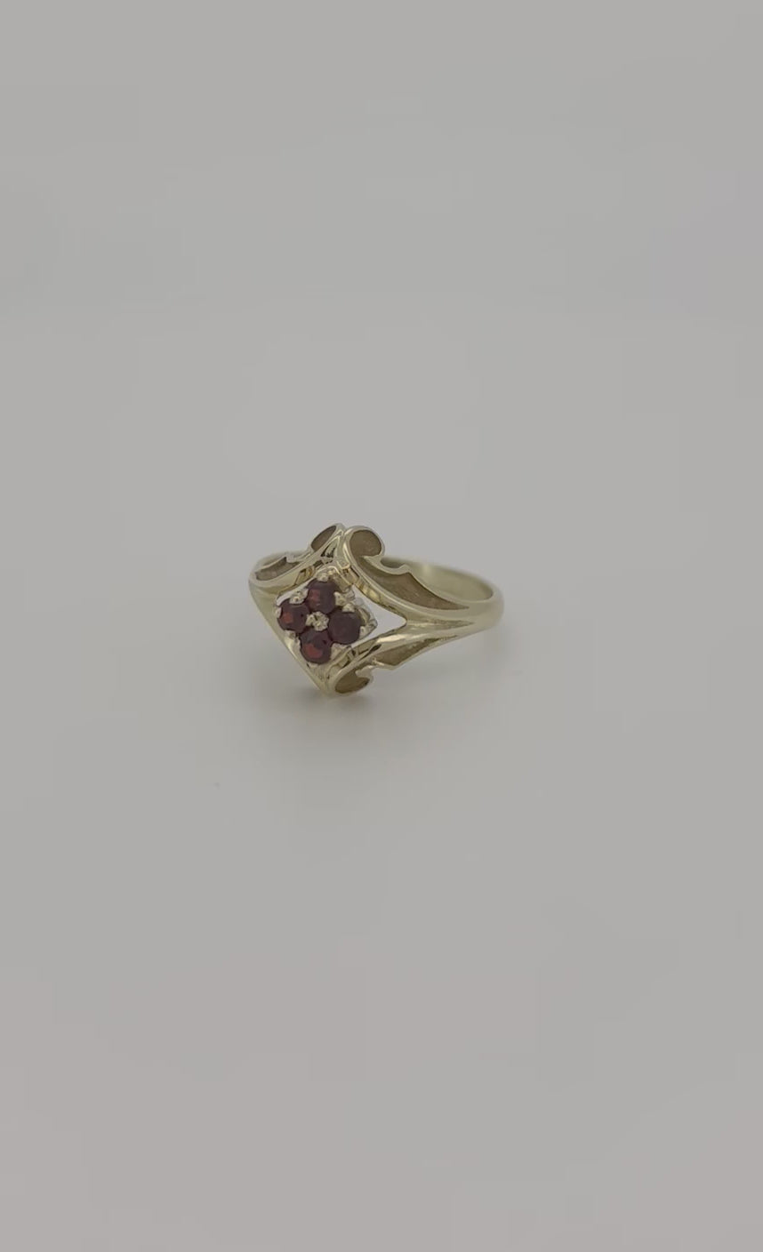 Bague vintage en or jaune 14k avec grenat