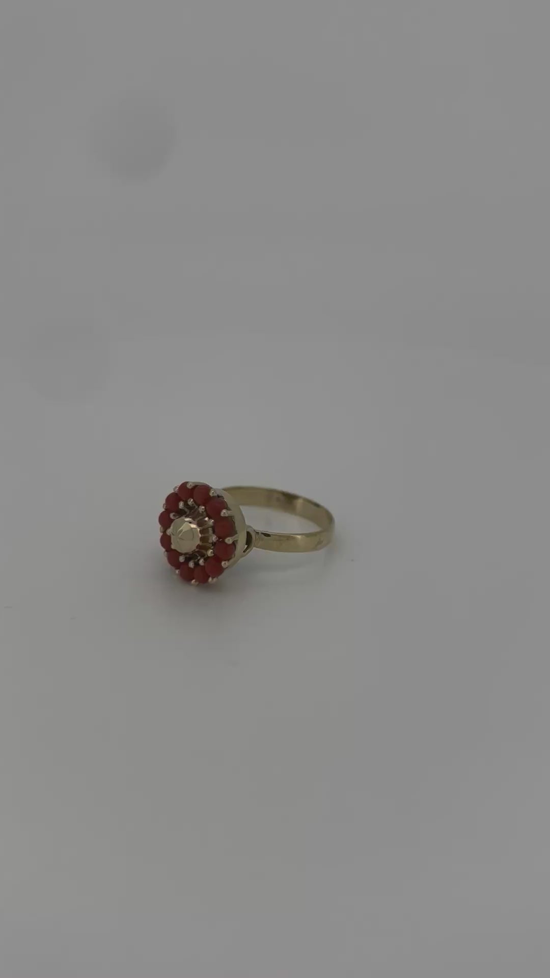 bague en or vintage 14k corail rouge 2.7gr