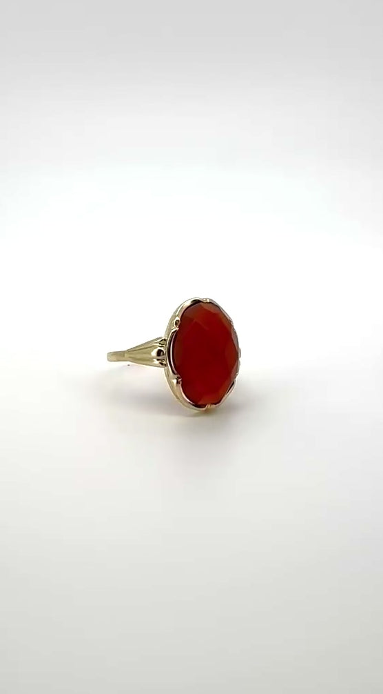 bague vintage en or avec carneool 14k 3.4gr