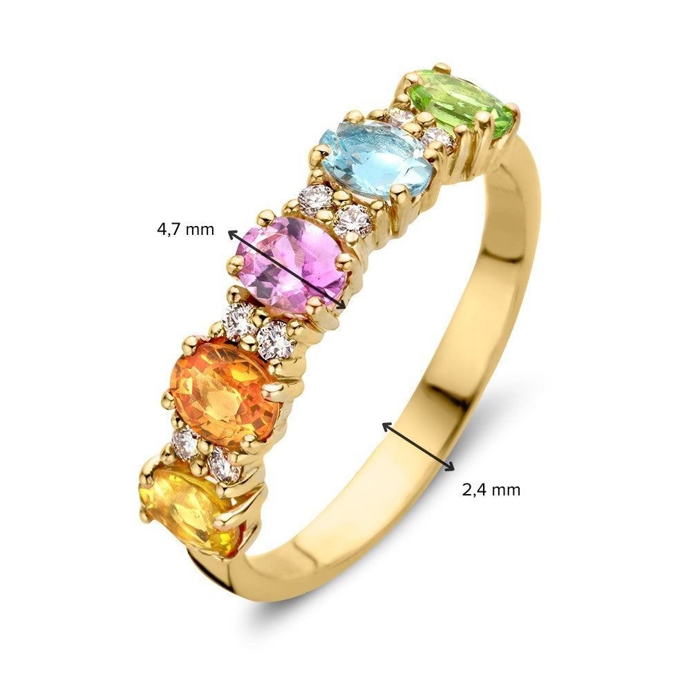 Bague en or rose 18kt avec saphirs arc-en-ciel et diamants – Van der Kooij Luxe Sieraad