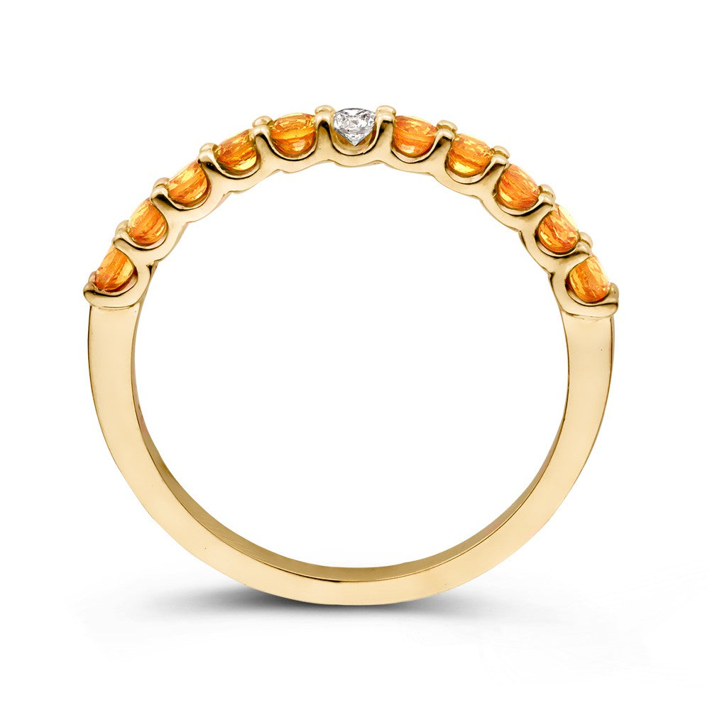 Bague en Or Jaune 18kt avec Saphirs Orange et Diamant Blanc – Van der Kooij Exclusif