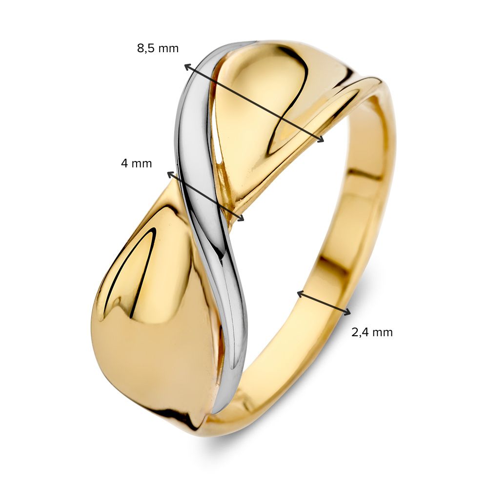 Bague pour femme bicolore en or 14 carats - Élégance en or jaune et or blanc