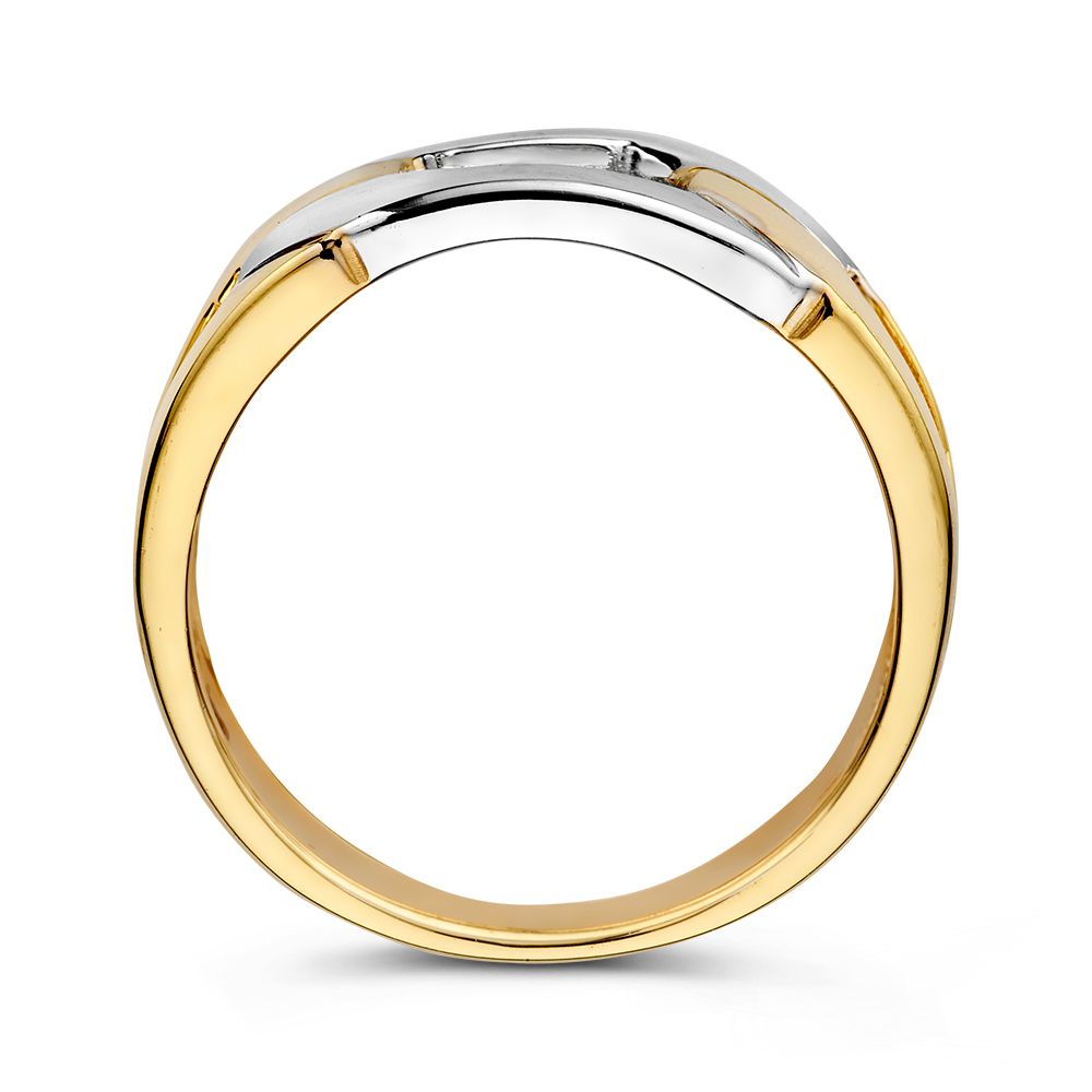 Bague pour femme bicolore en or 14 carats - Connexion en or jaune et or blanc