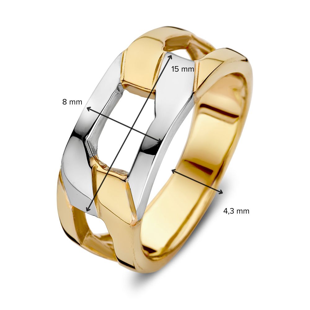 Bague pour femme bicolore en or 14 carats - Connexion en or jaune et or blanc
