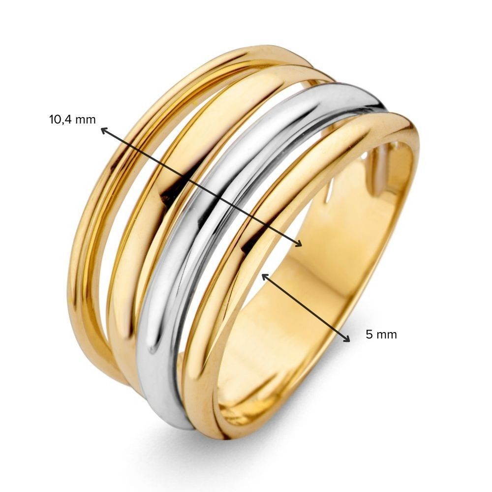 Bague en Or Jaune/Blanc 14 Carats pour Femme – 10,4 mm de Largeur