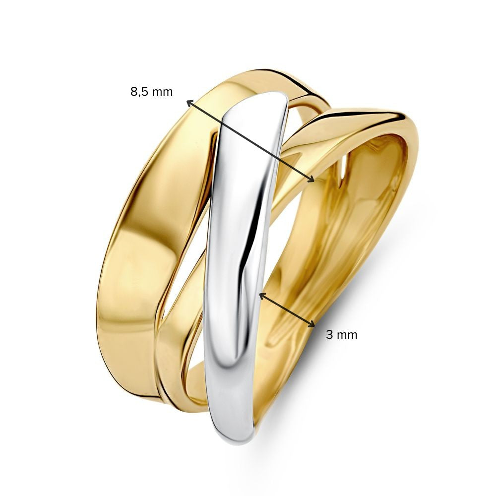 Bague pour femme en or jaune et blanc bicolore 14 carats