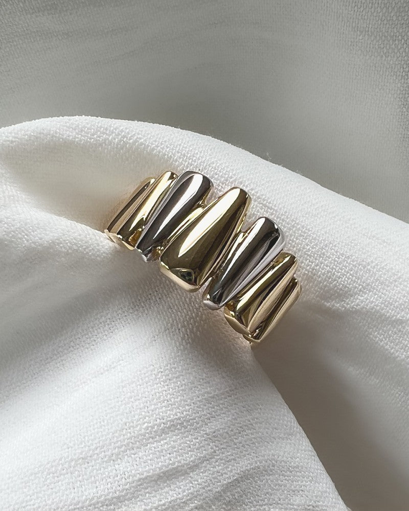 Bague pour femme bicolore 14 carats – Luxe et élégance en or jaune et or blanc