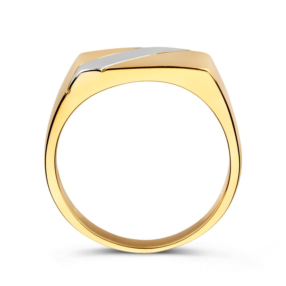 Bague pour homme en or jaune et or blanc - Design luxueux et durable