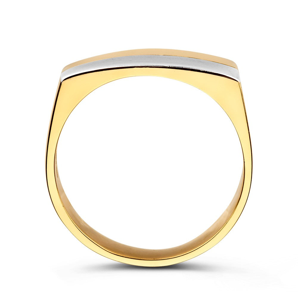 Bague pour homme bicolore en or blanc et or jaune – Design élégant et robuste