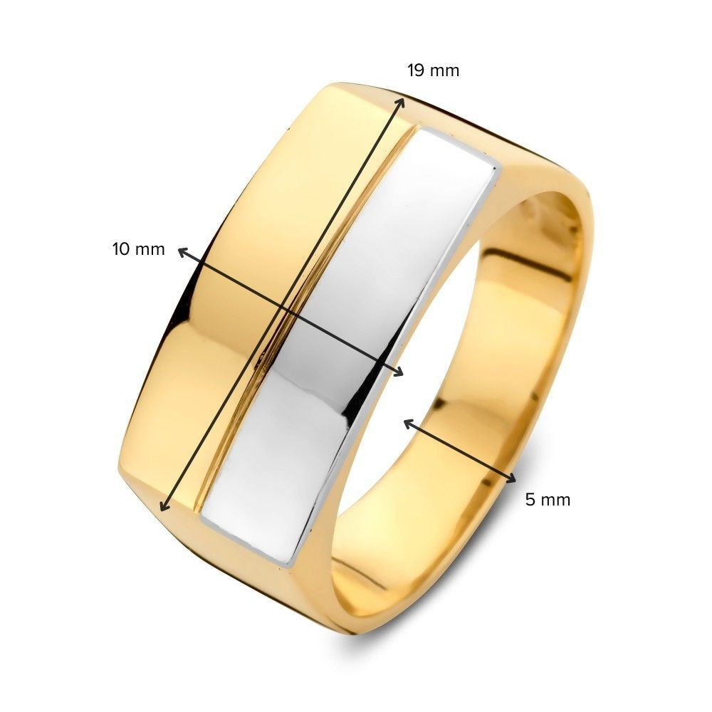 Bague pour homme bicolore en or blanc et or jaune – Design élégant et robuste
