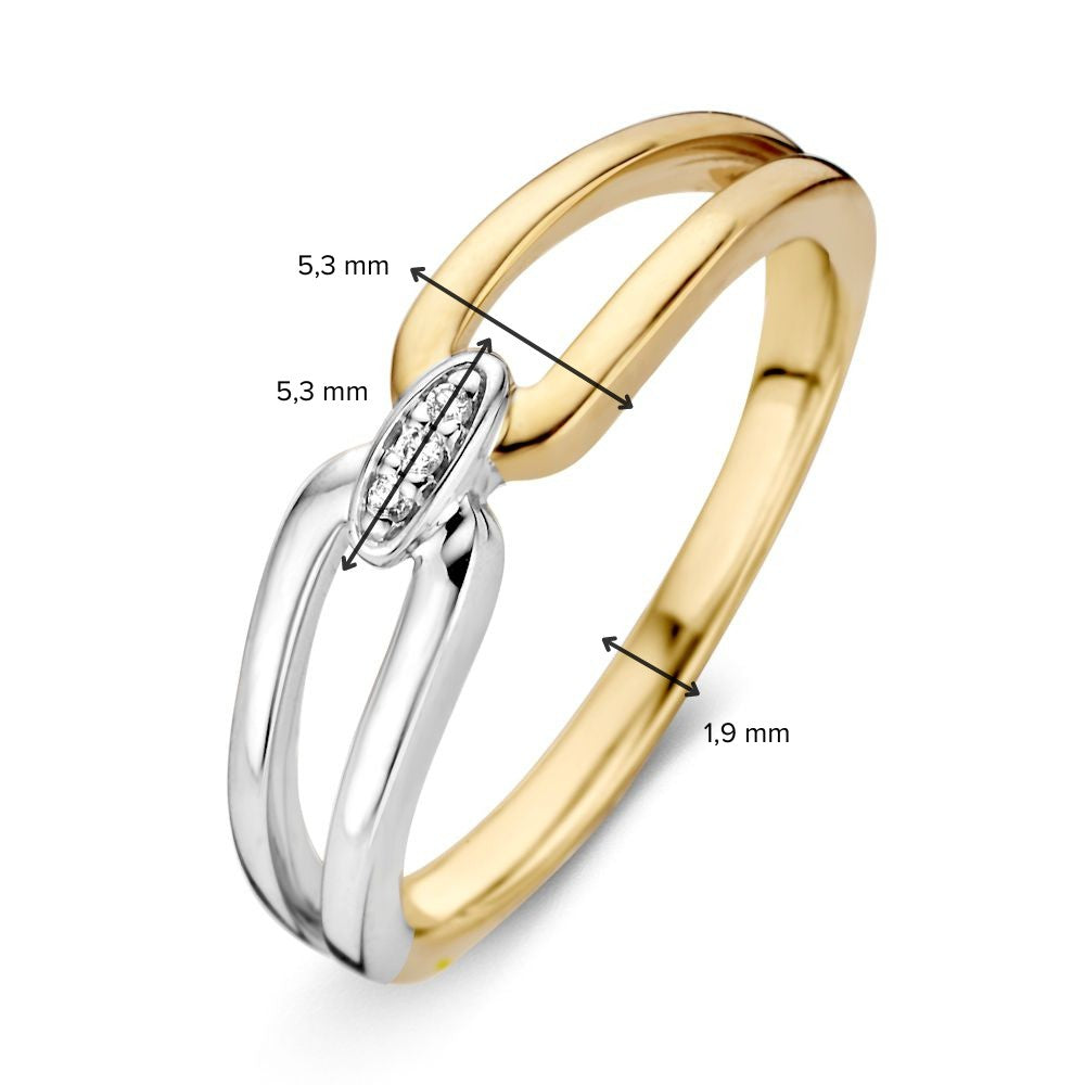 Bague pour femme bicolore 14 carats avec diamant – Élégance et luxe