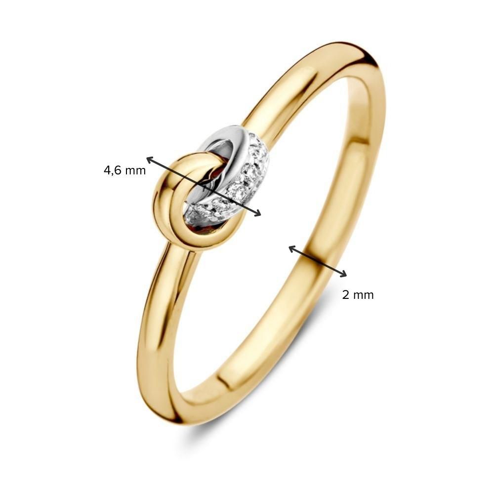 Bague pour femme en or bicolore 14 carats avec diamant taillé en brillant