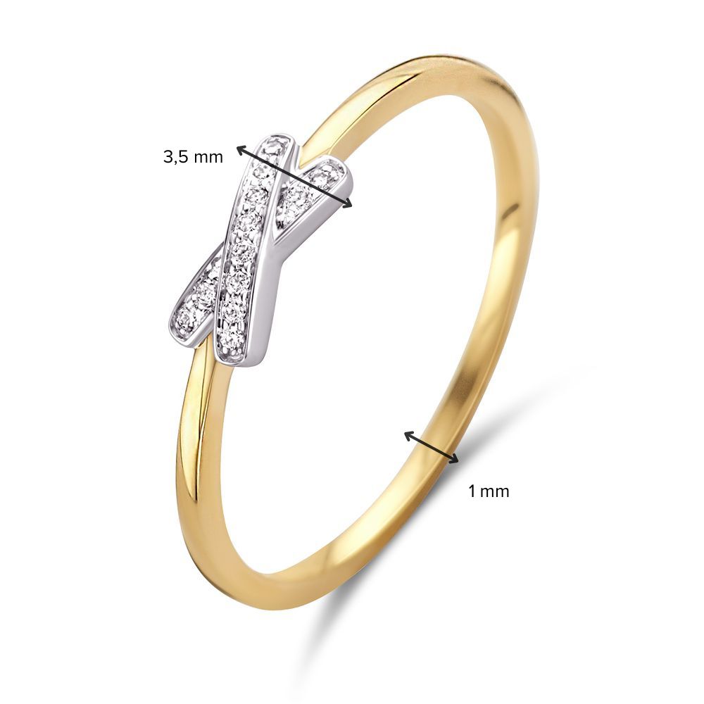 Bague en or bicolore 14 carats avec diamant design X
