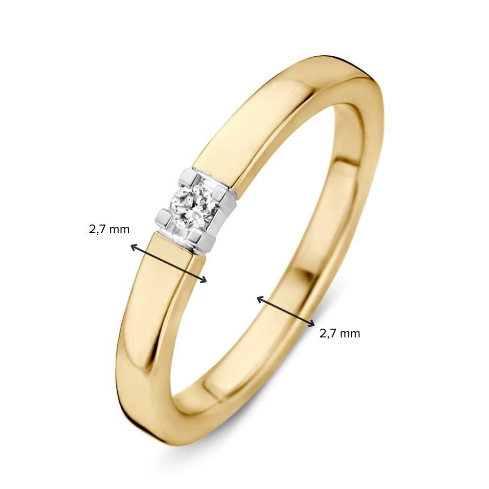 Bague pour femme bicolore en or blanc et or jaune avec diamant brillant de 0,05 ct