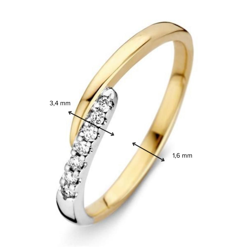 Bague pour femme en or bicolore 14 carats avec diamant taillé en brillant