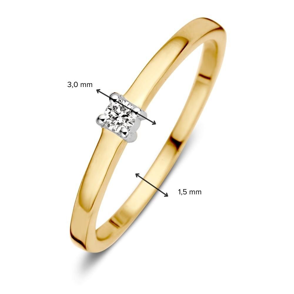 Bague pour femme en or bicolore 14 carats avec diamant taillé en brillant