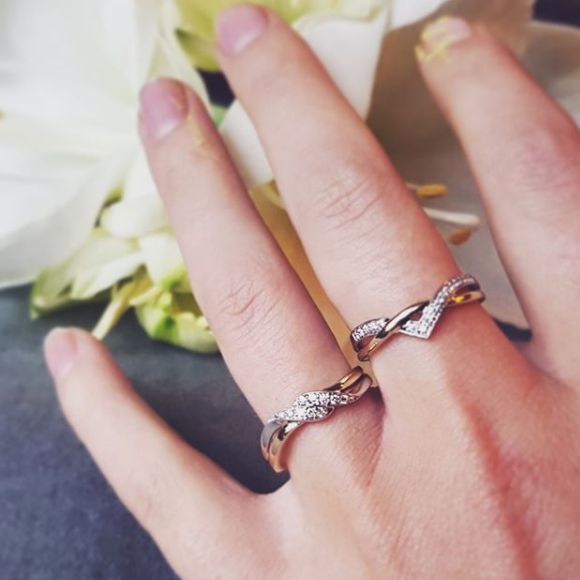 Bague en Or Bicolore 14 Carats avec Diamant Brillant – Élégance pour Femme