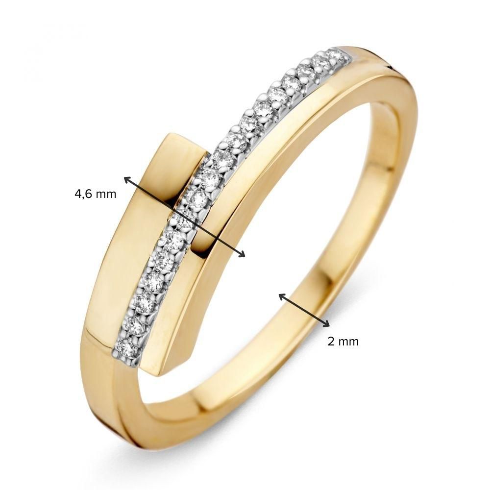 Bague pour femme en or bicolore 14 carats avec diamants taillés en brillant
