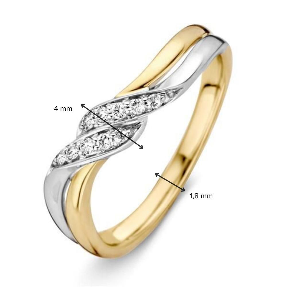Bague en Or Bicolore 14 Carats avec Diamant Brillant – Élégance pour Femme