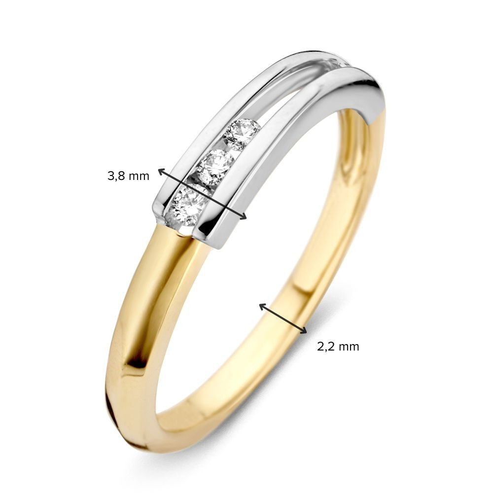 Bague pour femme en or bicolore 14 carats avec diamants taillés en brillant