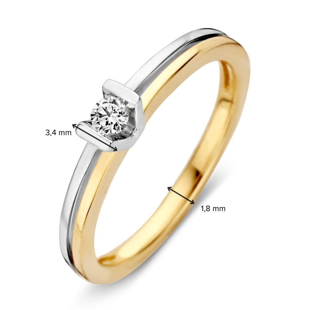Bague pour femme en or bicolore 14 carats avec diamants taillés en brillant
