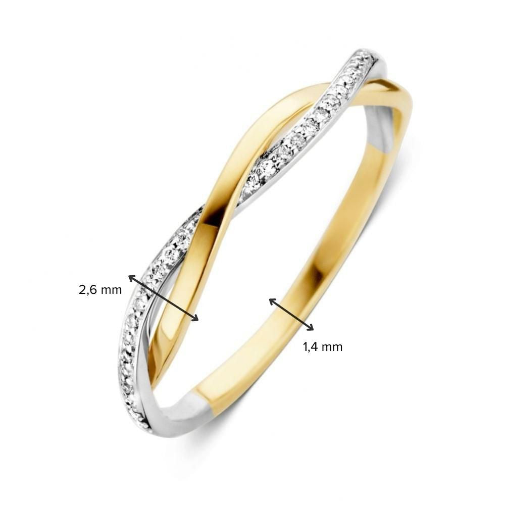 Bague en or bicolore 14 carats avec diamants taillés en brillant