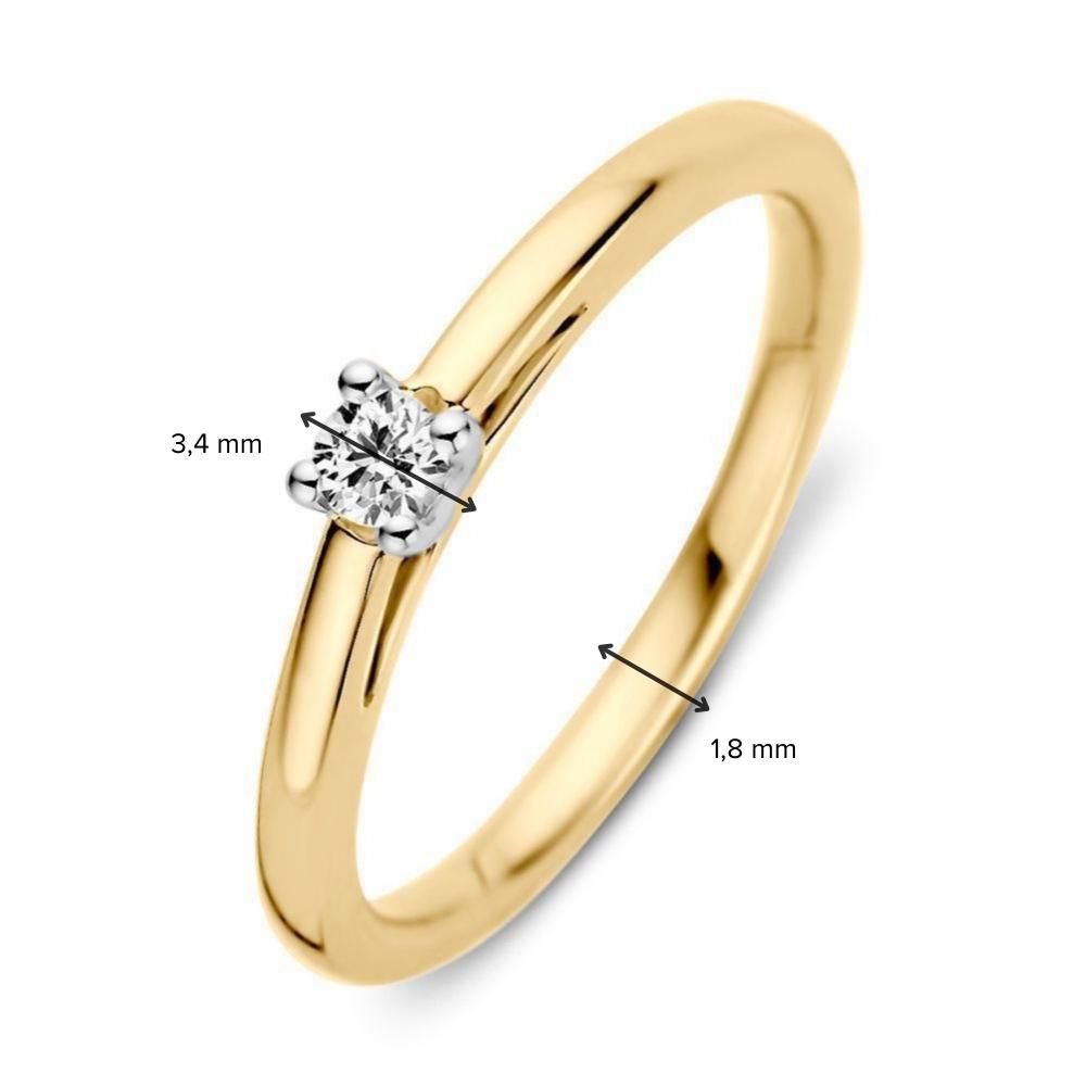 Bague en or bicolore 14 carats avec diamants taillés en brillant
