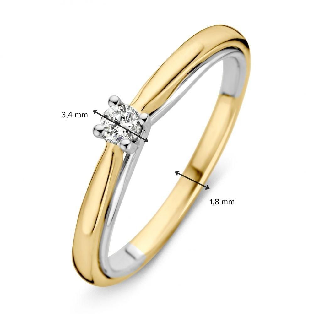 Bague en or bicolore 14 carats avec diamants taillés en brillant