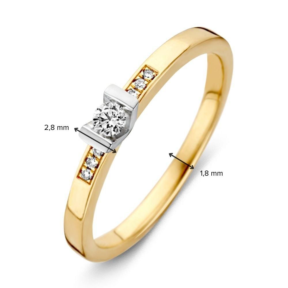 Bague pour femme en or bicolore 14 carats avec diamants taillés en brillant