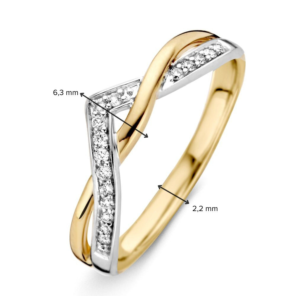 Ring bicolor briljant 0.10 crt.