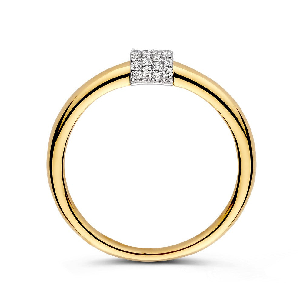 Bague en Or 14kt avec 0.10ct de Diamant – Élégante en Or Jaune/Blanc